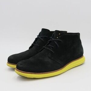 Cole Haan Lunargrand C11185 Black Suede/Yellow Lunar Sole Chukka Boots Size 11 M